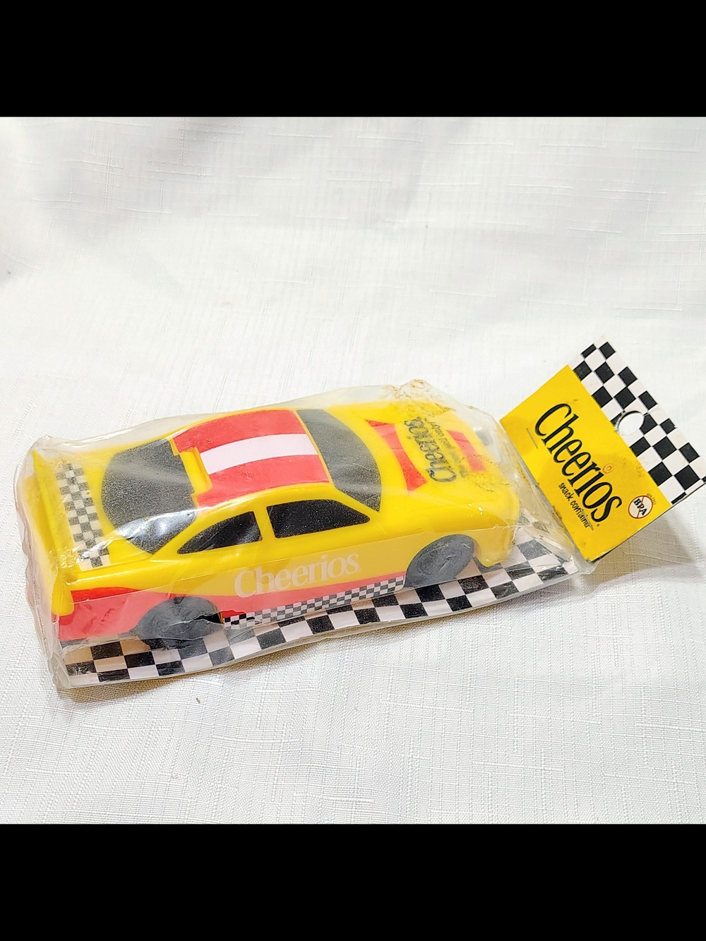 NEW General Mills CHEERIOS Cereal RACE CAR Snack Container Orignal Packaging
